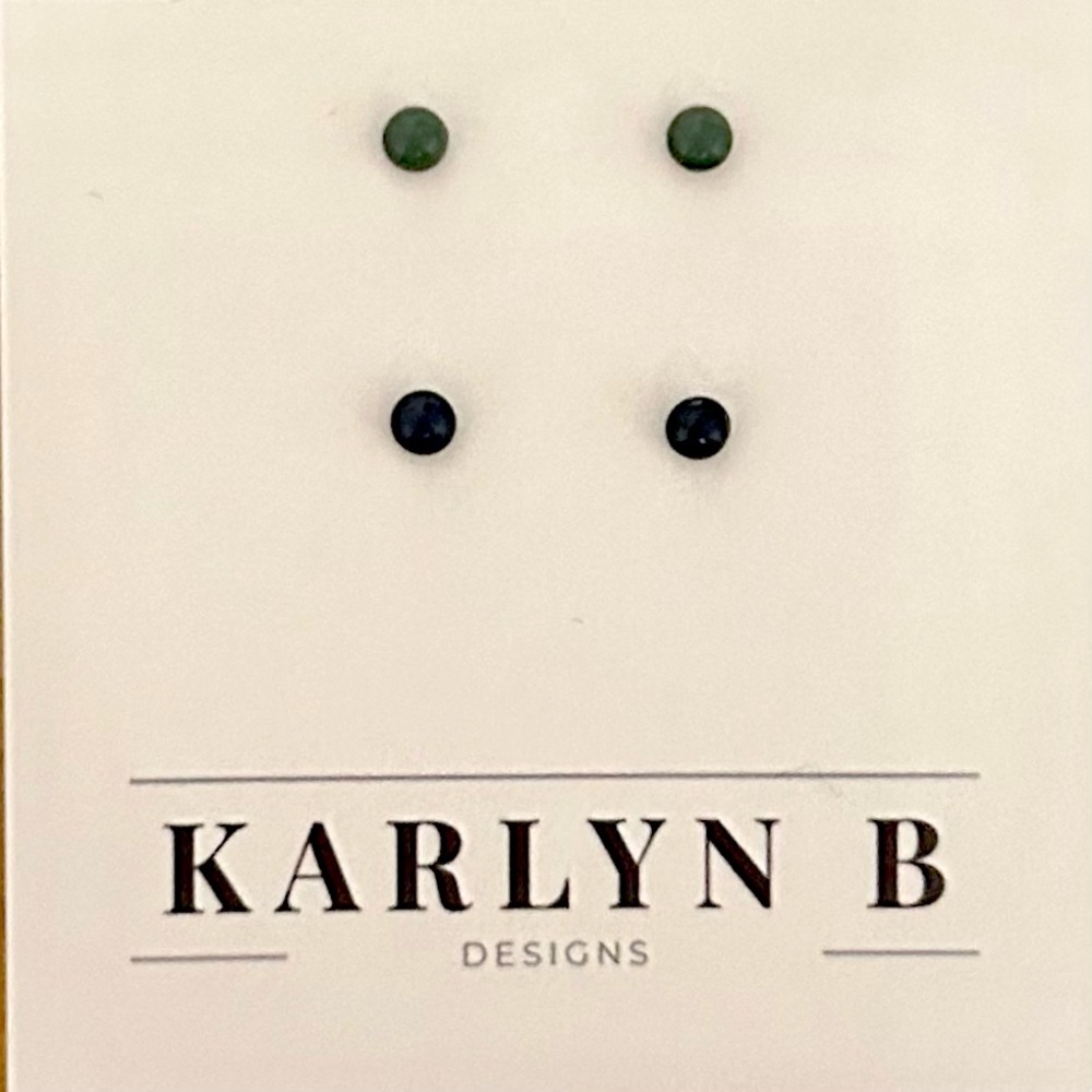 Green and Navy Stud Earrings